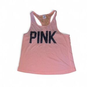 Y2K 2000 Vintage Victoria's Secret Pink Women's Coral Muscle Lace Tank SZ S